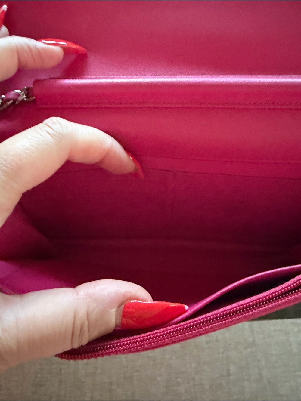 CHANEL Hot Pink Quilted Leather Crossbody Wallet on Chain immaculate - Picture 7 of 8